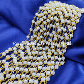 Sale!!!! White Agate Bead Chain, Healing Necklace Chain, Wire Wrapped Chain With Charm, Rosary Bead Chain – SELLING BY FOOT